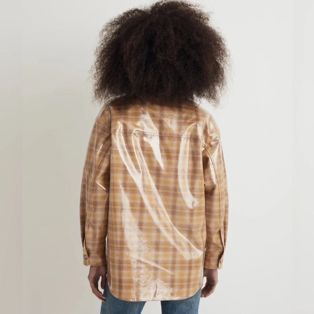 NWT • Madewell Laminated Oversized Shirt-Jacket in Yarn-Dyed Plaid •M - Picture 8 of 10